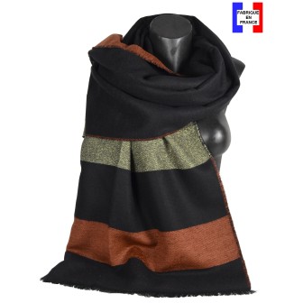 Châle Abaca noir et orange made in France