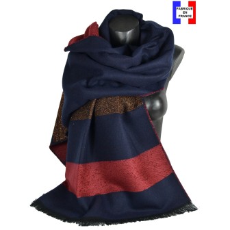 Châle Abaca bleu et bordeaux made in France