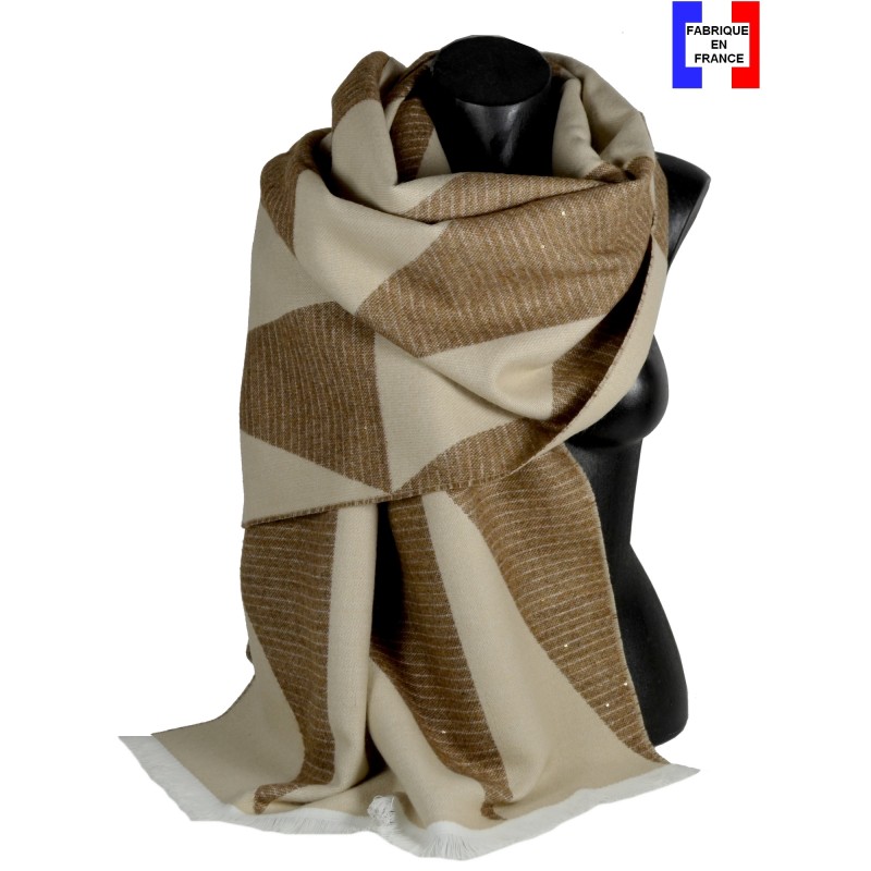 Châle Acade beige sequins made in France