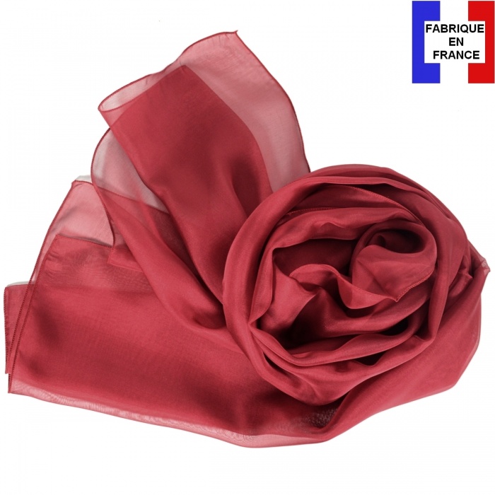 Foulard mousseline soie bordeaux fabriqué en France