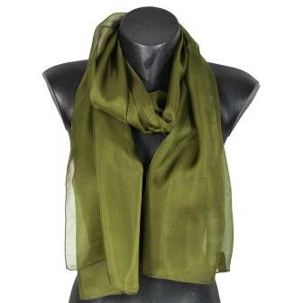 Foulard mousseline soie kaki fabriqué en France