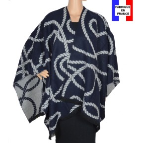 Poncho Aéro marine made in France