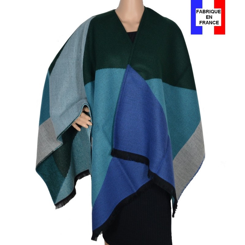 Poncho Adélie bleu made in France