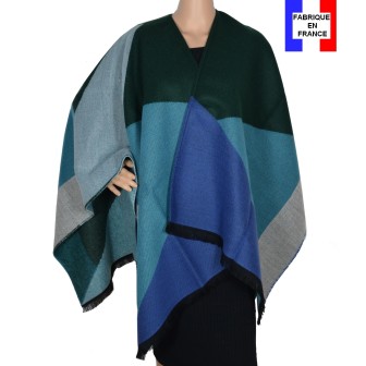 Poncho Adélie bleu made in France