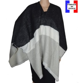 Poncho Alfa noir et gris made in France