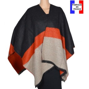 Poncho Alfa noir et orange made in France