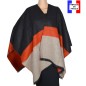 Poncho Alfa noir et orange made in France