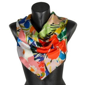 Carré en soie grandes fleurs