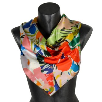 Carré en soie grandes fleurs