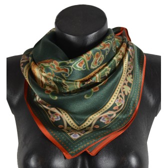 Carré soie 65cm kaki