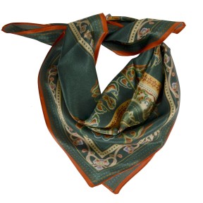 Carré soie 65cm kaki