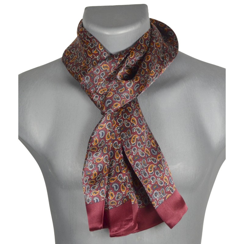 Foulard en soie homme paisley rouge
