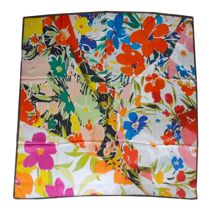 Grand carré de soie multicolore