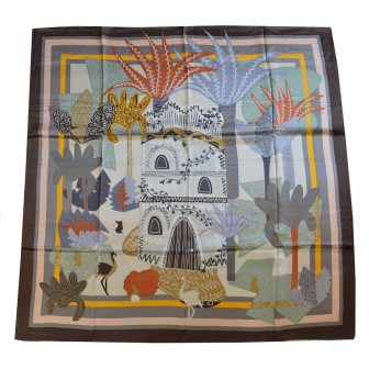 Grand carré de soie paysage palmier