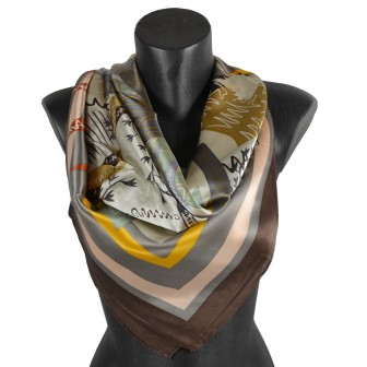 Grand carré de soie paysage palmier