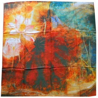 Grand carré de soie fleurs