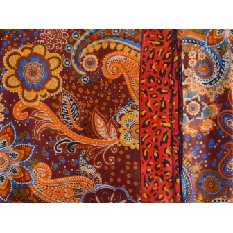 Grand carré de soie paisley orange