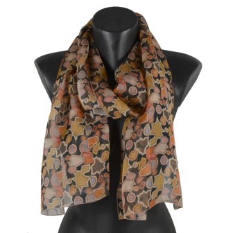 Foulard en soie Puzzle marron fabriqué en France