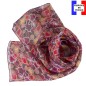 Foulard en soie puzzle rose fabriqué en France