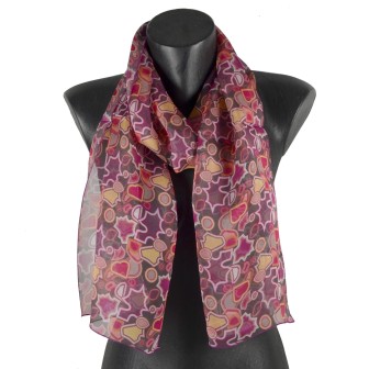 Foulard en soie puzzle rose fabriqué en France