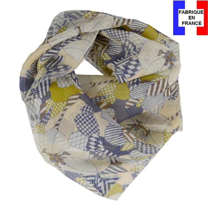 Carré de soie Valentin fabriqué en France