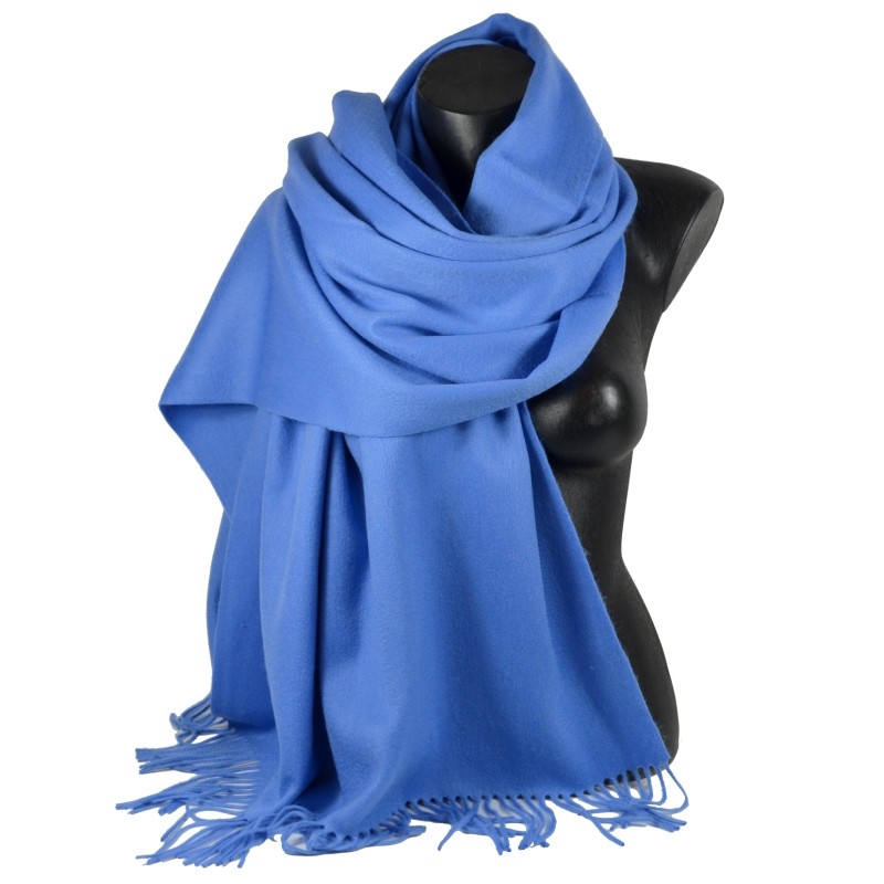 Châle en 100% cachemire de mongolie bleu de France