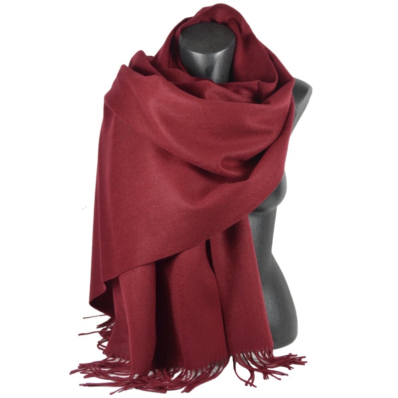Châle en 100% cachemire de mongolie bordeaux