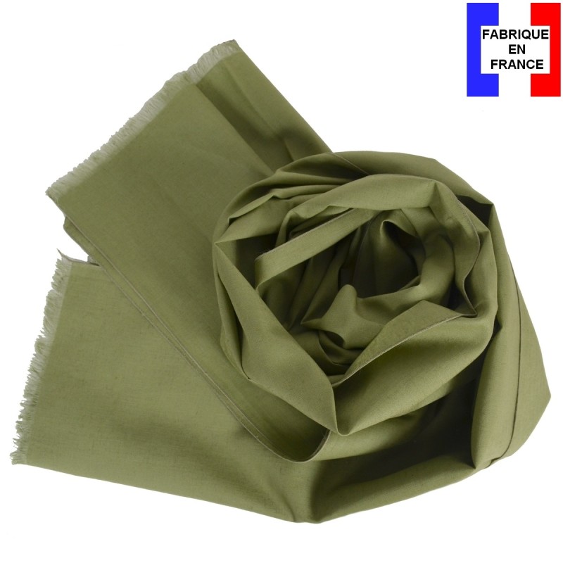 Echarpe en lin et coton kaki made in France