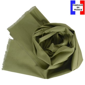 Echarpe en lin et coton kaki made in France