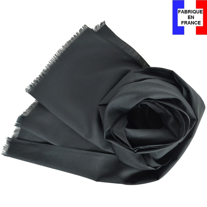 Echarpe en lin et coton noire made in France