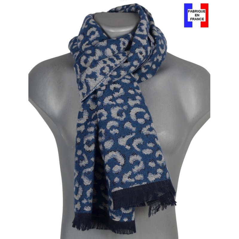 Echarpe homme merinos Volupté bleue