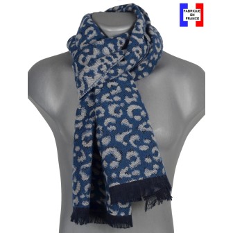 Echarpe homme merinos Volupté bleue