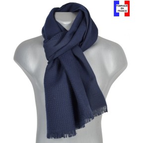 Echarpe homme merinos Venus bleue