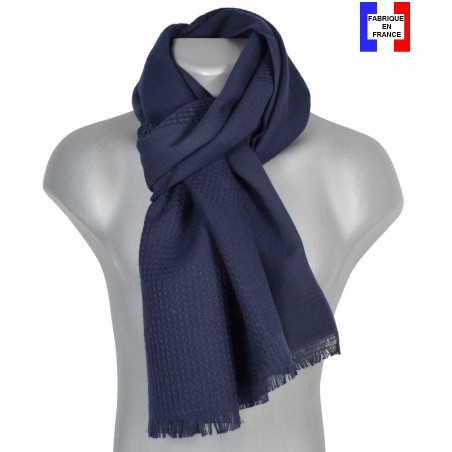 Echarpe homme merinos Venus bleue