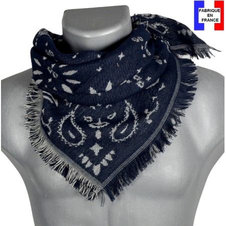 Carré bandana en coton Andana bleu nuit