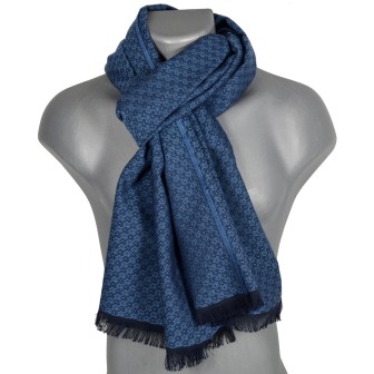 Echarpe homme coton laine BABA bleue