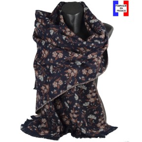 Châle coton Daphné noir marron made in France