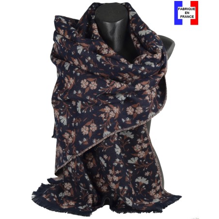 Châle coton Daphné noir marron made in France