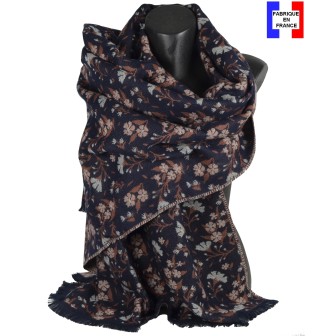 Châle coton Daphné noir marron made in France