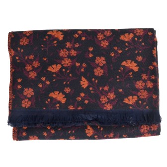 Châle coton Daphné noir rouge made in France