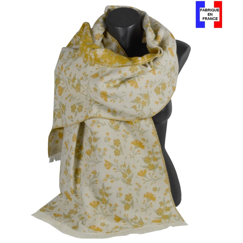Châle coton Daphné moutarde made in France