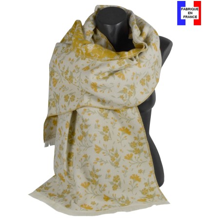 Châle coton Daphné moutarde made in France
