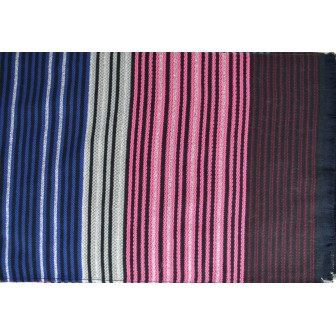 Châle coton Dancing bleu et rose made in France