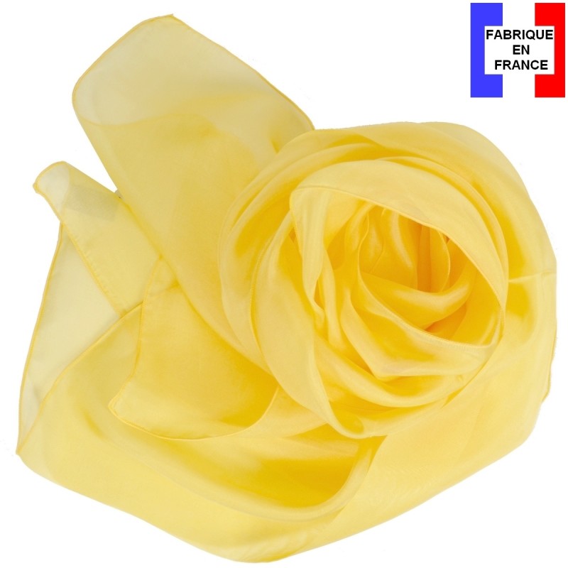 Foulard mousseline soie jaune fabriqué en France