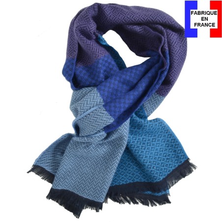 Cheche coton bio Dobby bleu