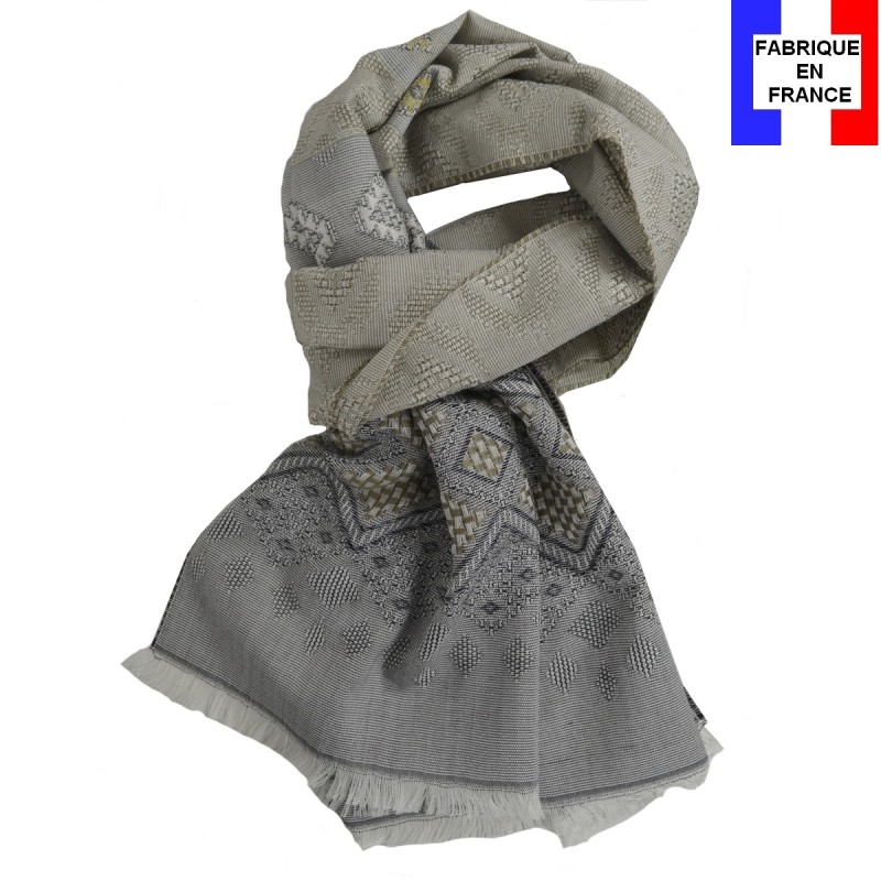 Echarpe mérinos et soie Santiag grise