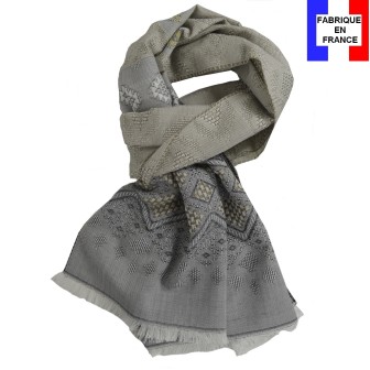 Echarpe mérinos et soie Santiag grise