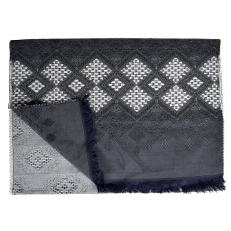 Echarpe mérinos et soie Santiag noire