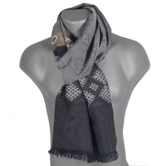 Echarpe mérinos et soie Santiag noire