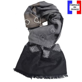 Echarpe mérinos et soie Santiag noire